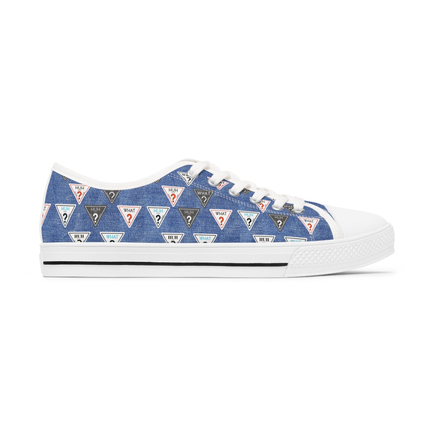 What? Huh? Faux Denim Shoes - Women's Low Top Sneakers