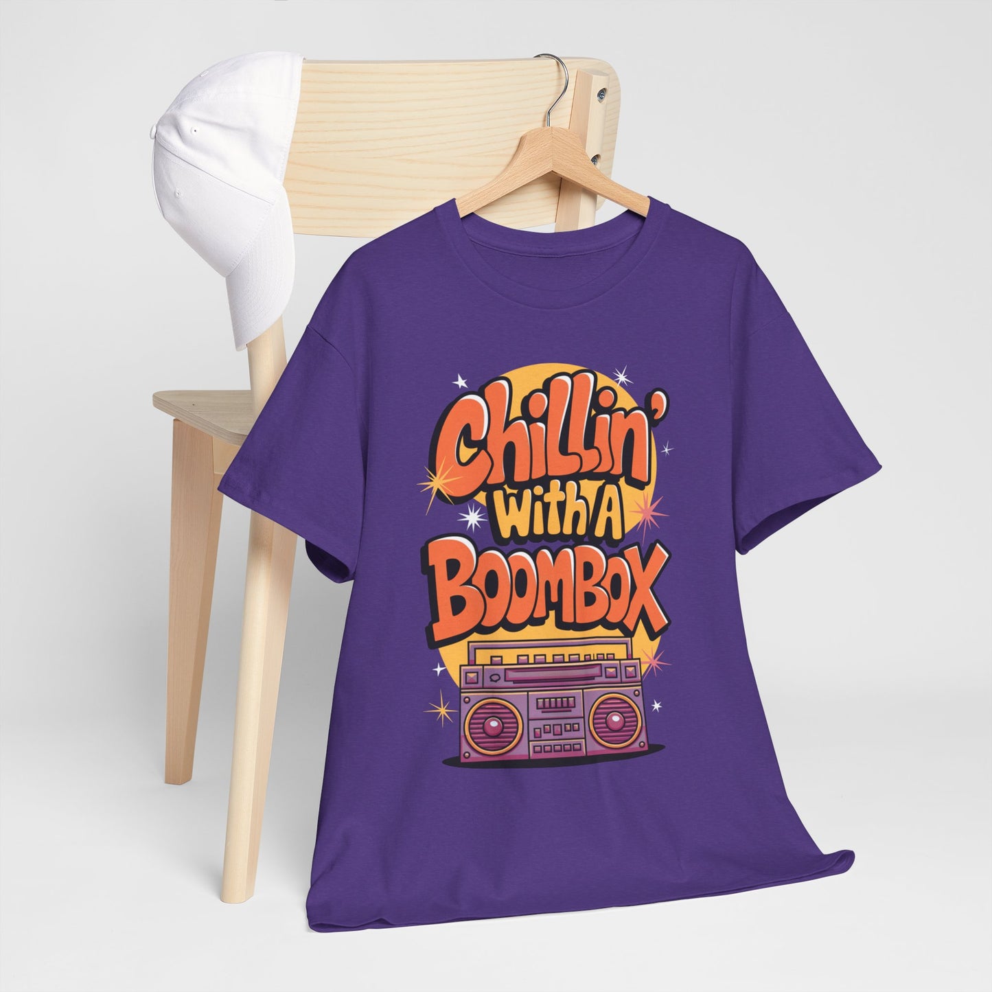 Chillin' With A Boombox Unisex Heavy Cotton Tee – Retro Vibe Music T-Shirt