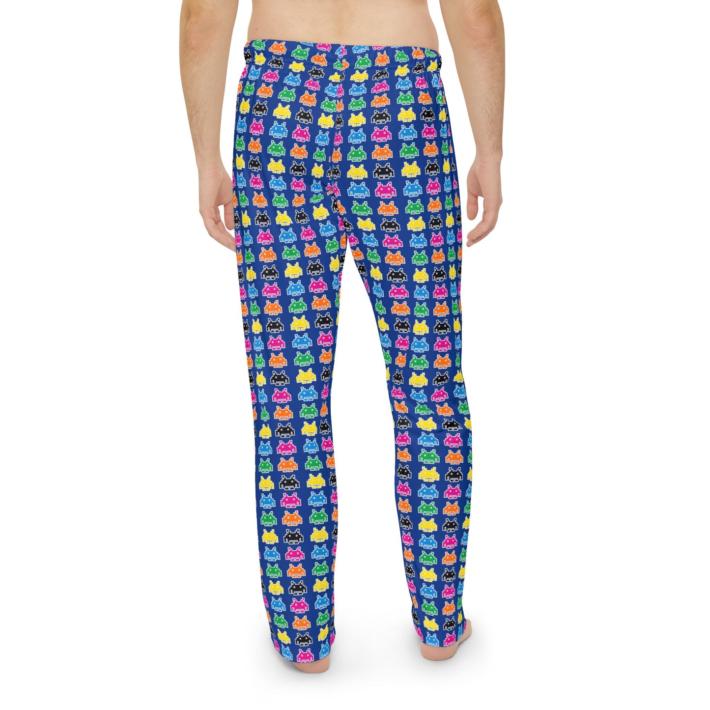 Vintage Gamer Men's Pajama Pants - Colorful Space Invaders Design