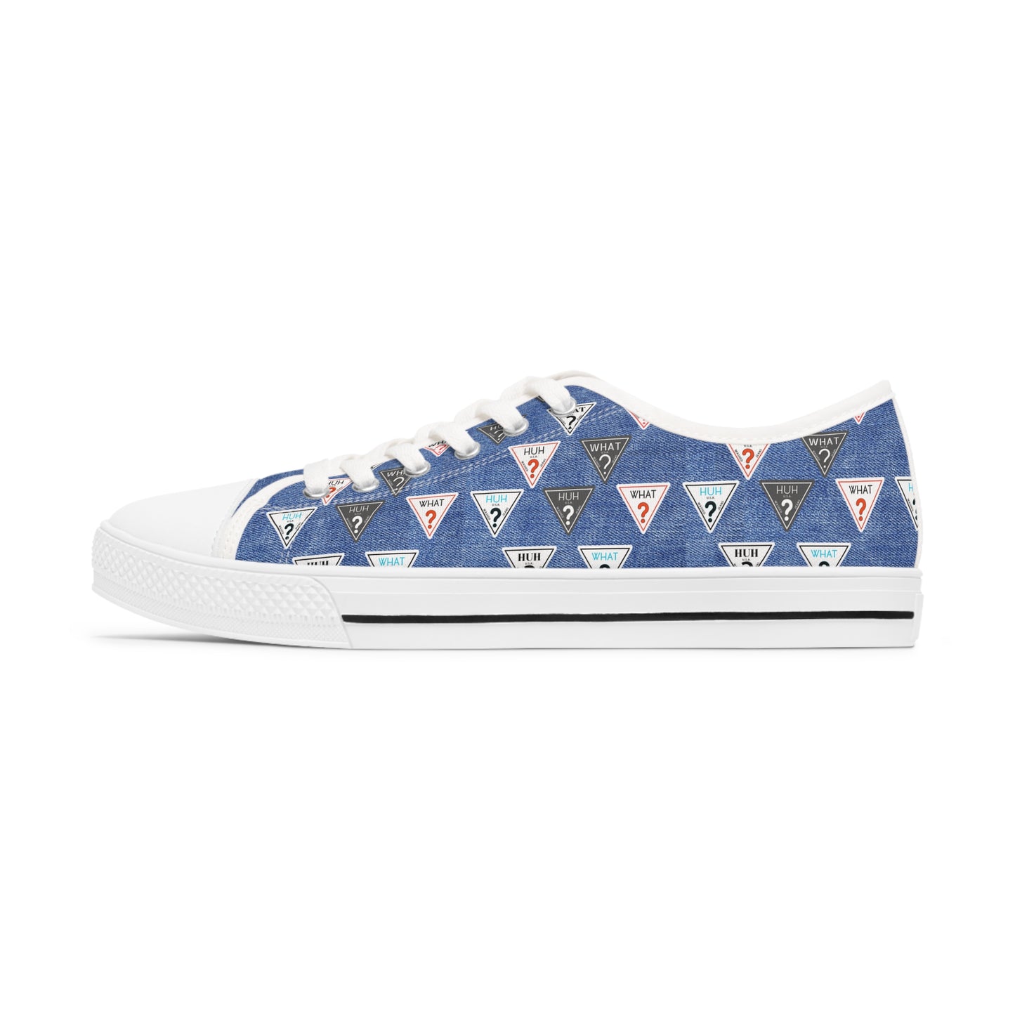 What? Huh? Faux Denim Shoes - Women's Low Top Sneakers