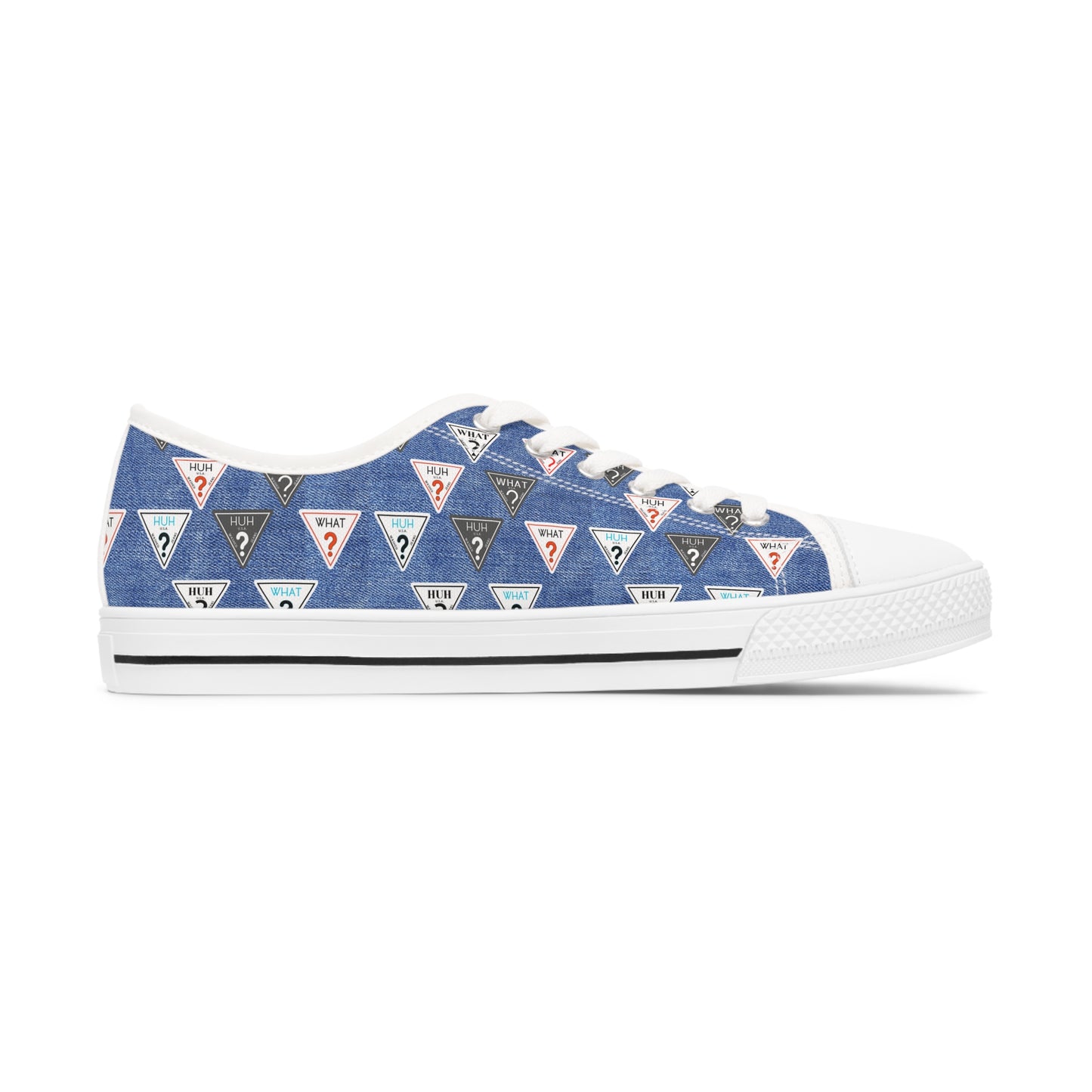 What? Huh? Faux Denim Shoes - Women's Low Top Sneakers