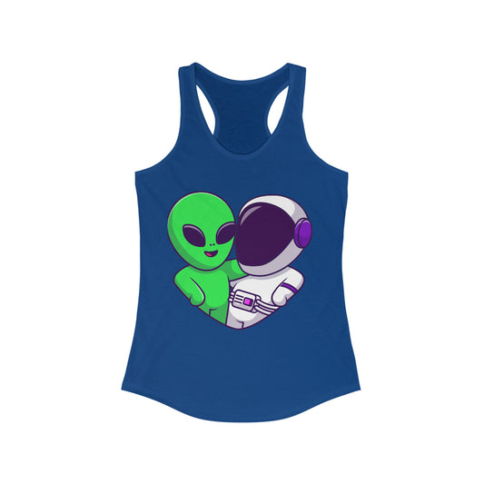 Cute Alien and Astronaut Shirt - Women's Ideal Racerback Tank