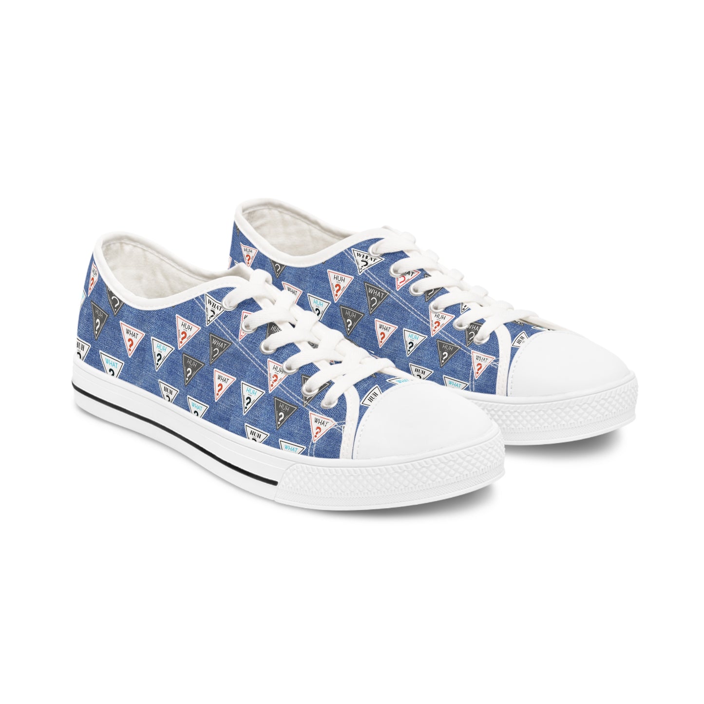 What? Huh? Faux Denim Shoes - Women's Low Top Sneakers