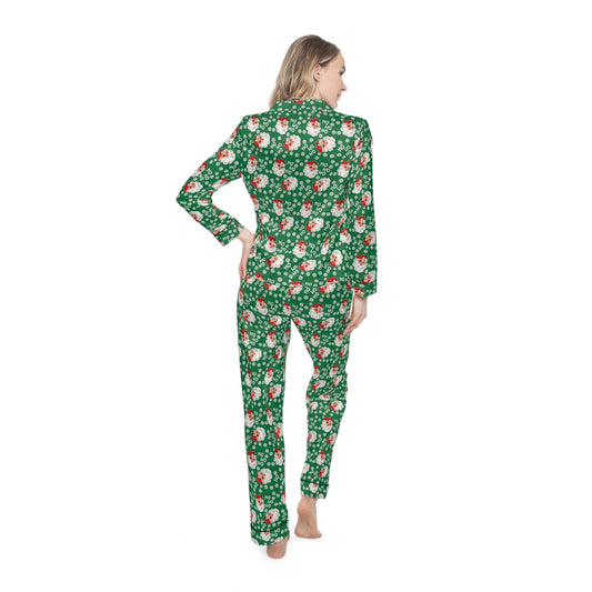 Vintage Santa Pajamas - Women's Satin Pajamas (AOP)