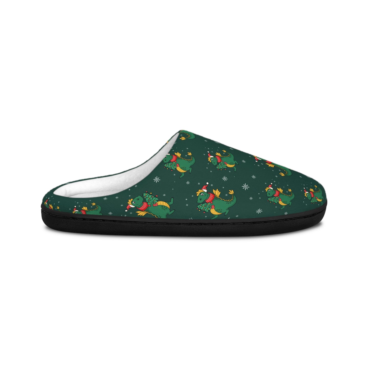 Merry Dinosaur Christmas Men's Indoor Slippers