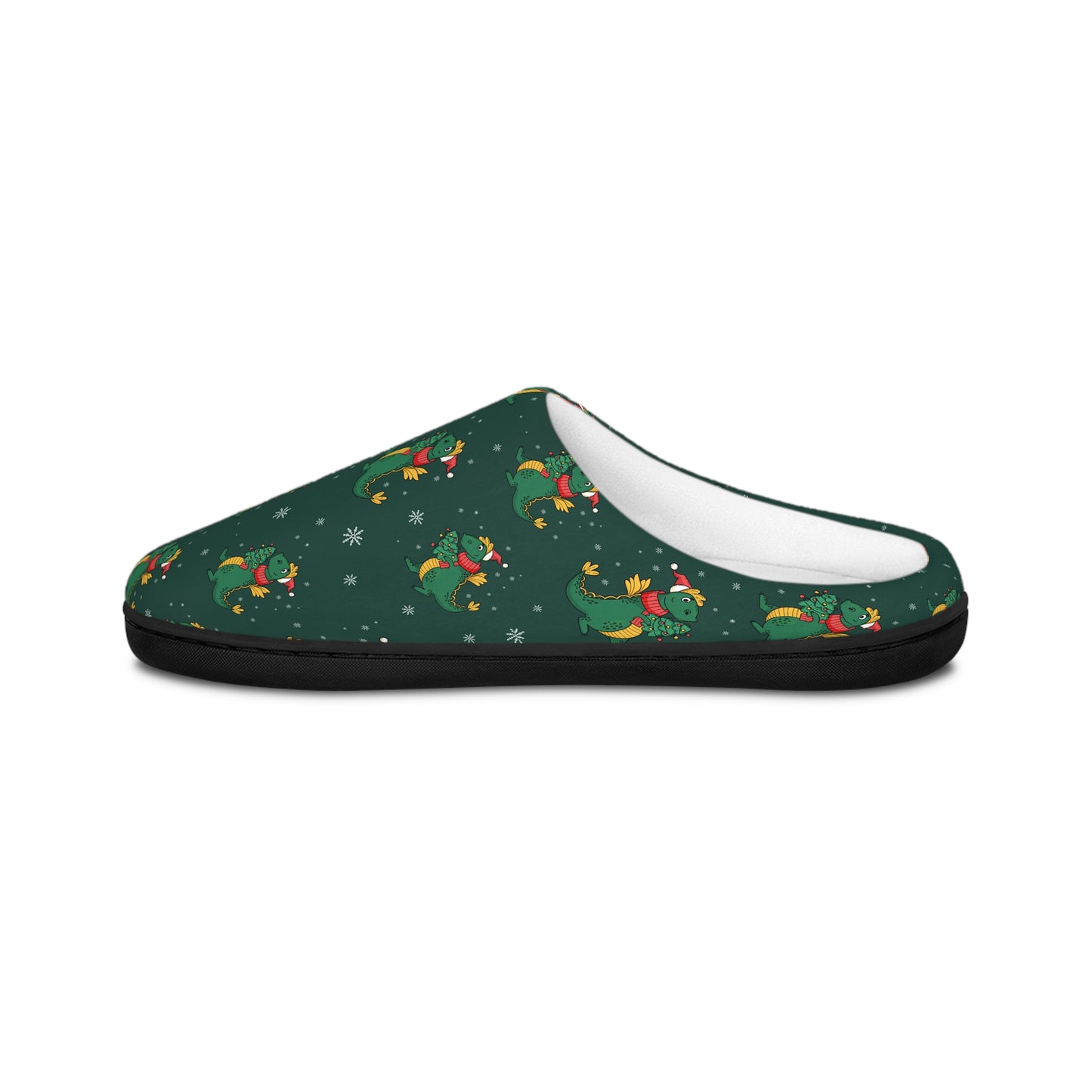 Merry Dinosaur Christmas Men's Indoor Slippers