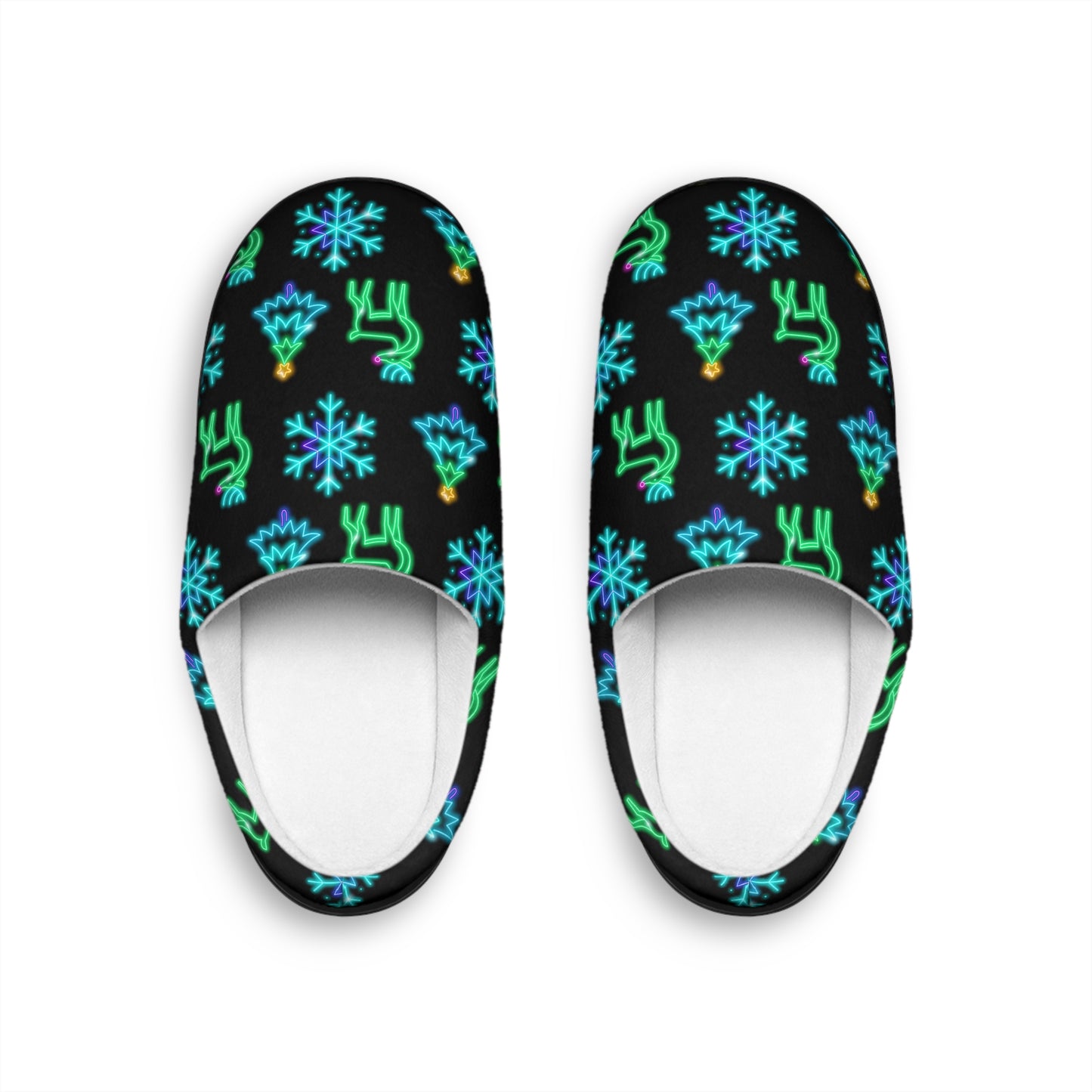 Neon Christmas Characters Women's Indoor Slippers