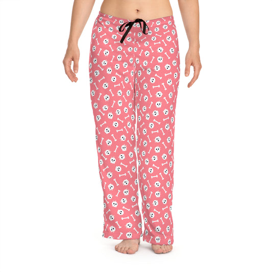 Pink Skull and Bones PJs - Women's Pajama Pants (AOP)