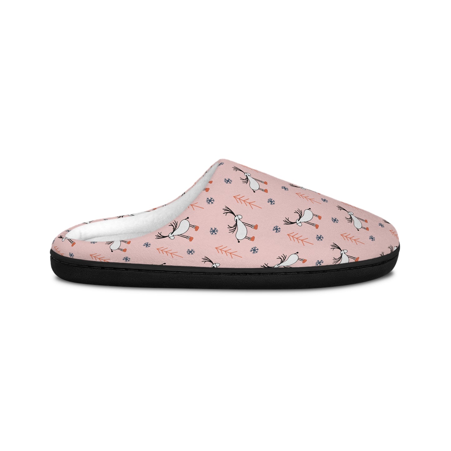 Pink Moose Child’s Drawing Christmas Women's Indoor Slippers