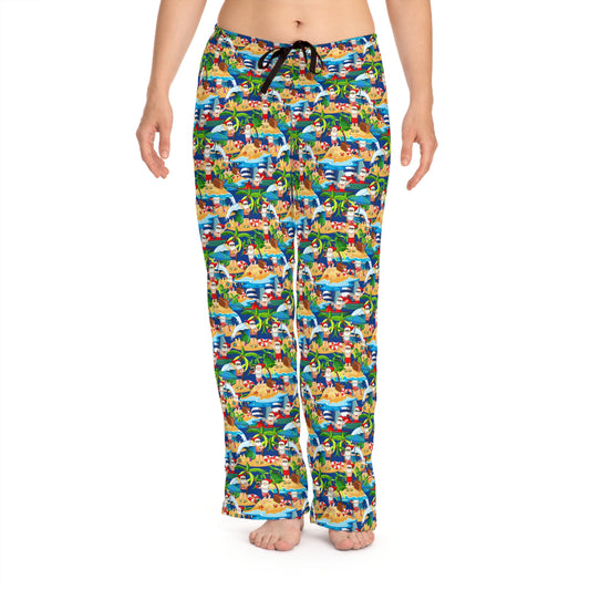 Beach Santa Christmas PJs - Women's Pajama Pants (AOP)