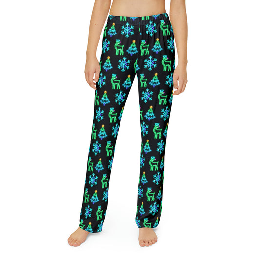 Neon Christmas PJs - Sleepwear- Kids Pajama Pants (AOP)