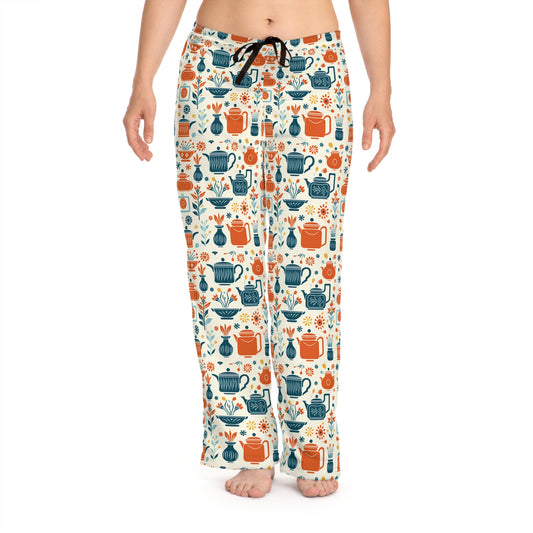 Vintage Dishes PJs - Women's Pajama Pants (AOP)