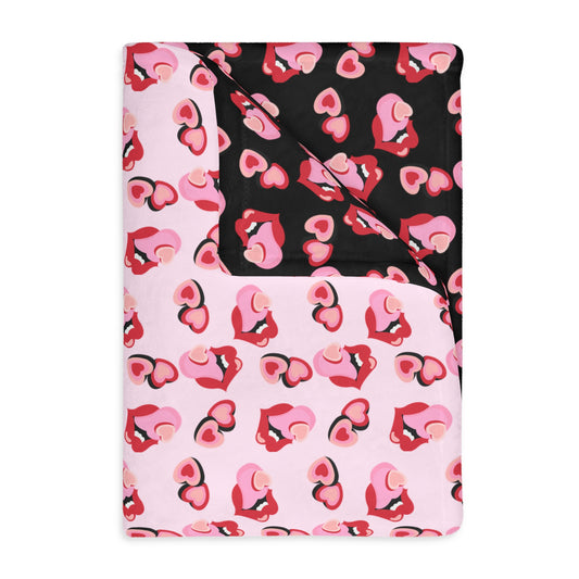 Heart Candy Rocker Mouth Blanket - Velveteen Minky Blanket (Two-sided print)