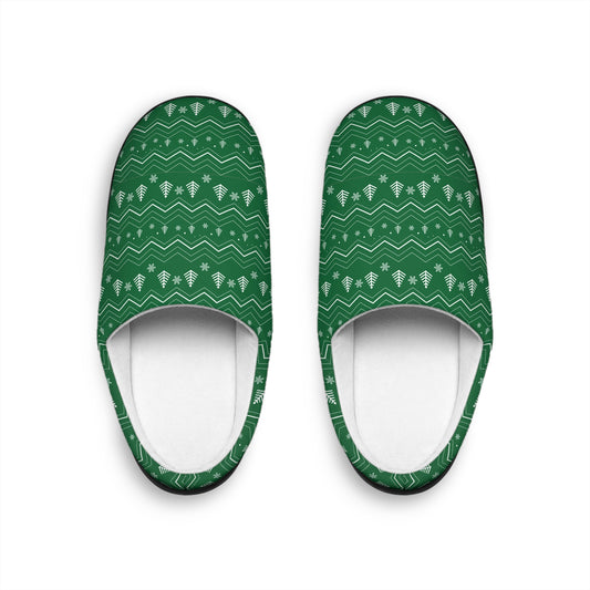 Green Christmas Sweater Pattern Women's Indoor Slippers