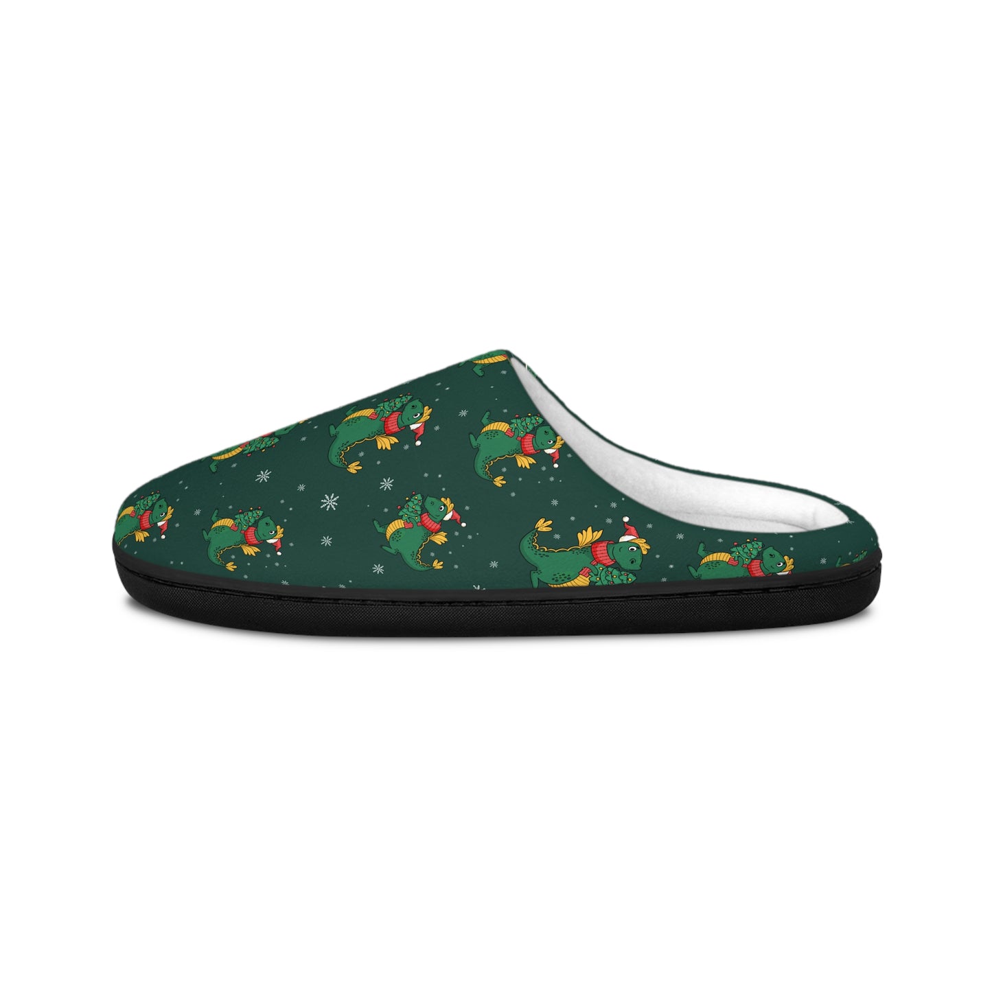 Merry Dinosaur Christmas Men's Indoor Slippers