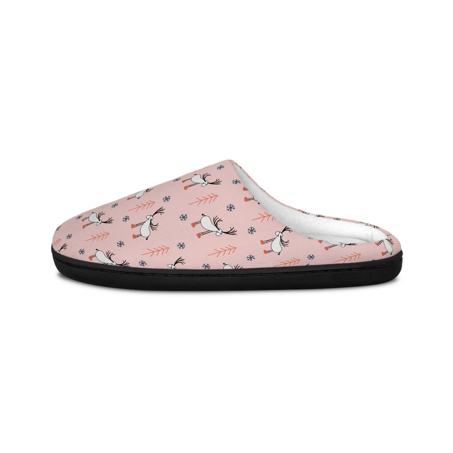 Pink Moose Child’s Drawing Christmas Women's Indoor Slippers