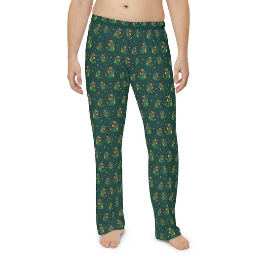 Merry Dinosaur Christmas Pajama Pants - Sleepwear - Winter - Men's Pajama Pants (AOP)