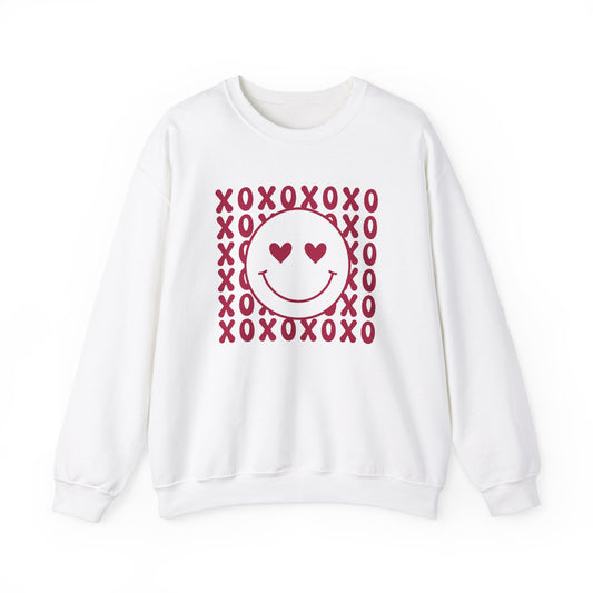 Heart Smiley Face XOXO Sweatshirt - Unisex Heavy Blend™ Crewneck Sweatshirt