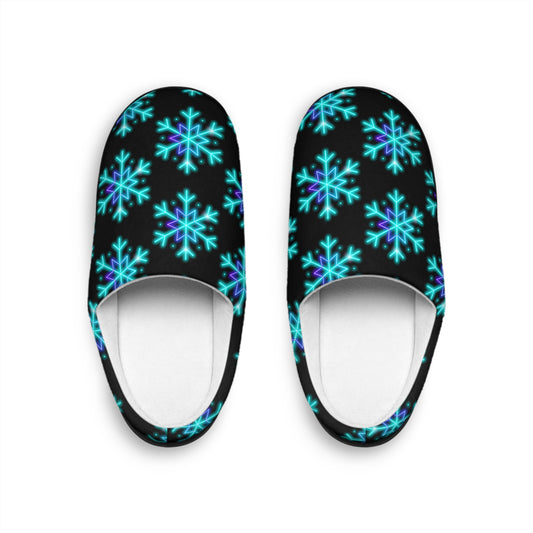 Neon Snowflake Christmas Women's Indoor Slippers