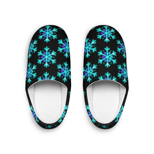 Neon Snowflake Christmas Men's Indoor Slippers