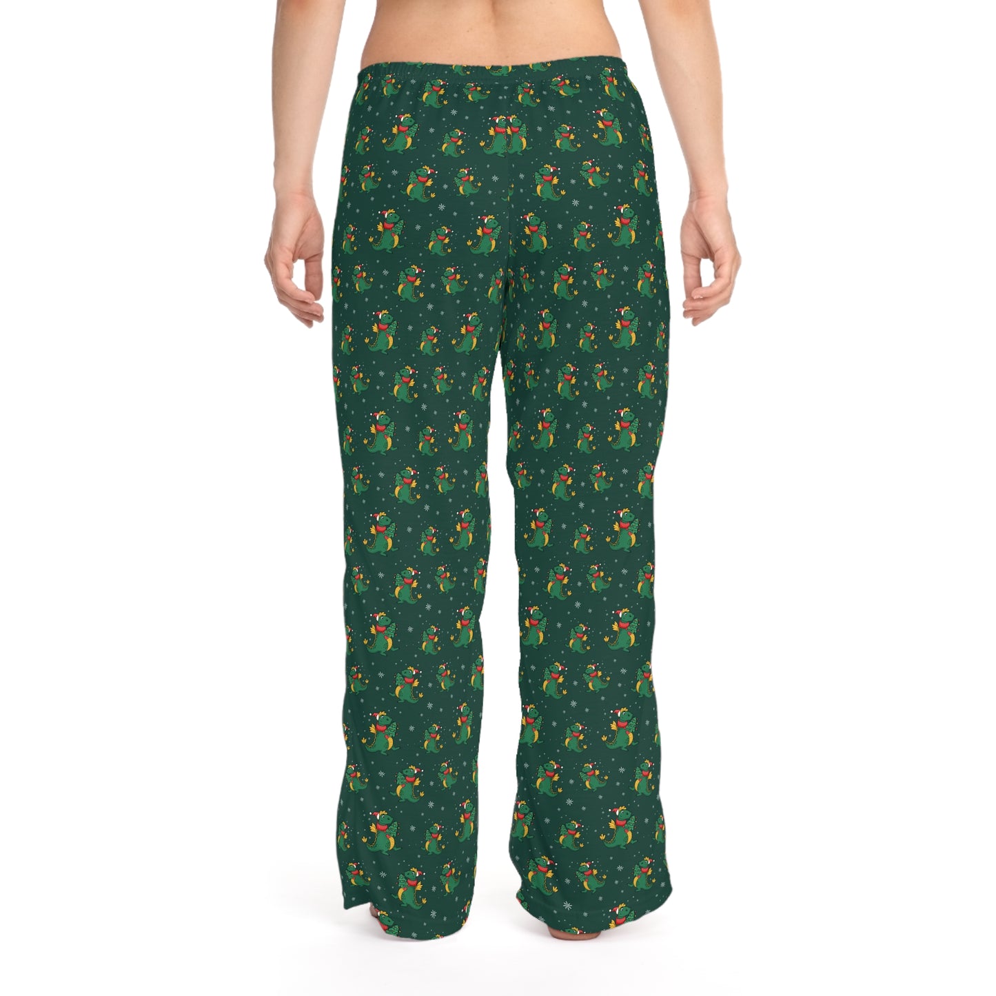 Merry Dinosaur Christmas Pajama Pants -  Women's Pajama Pants (AOP)