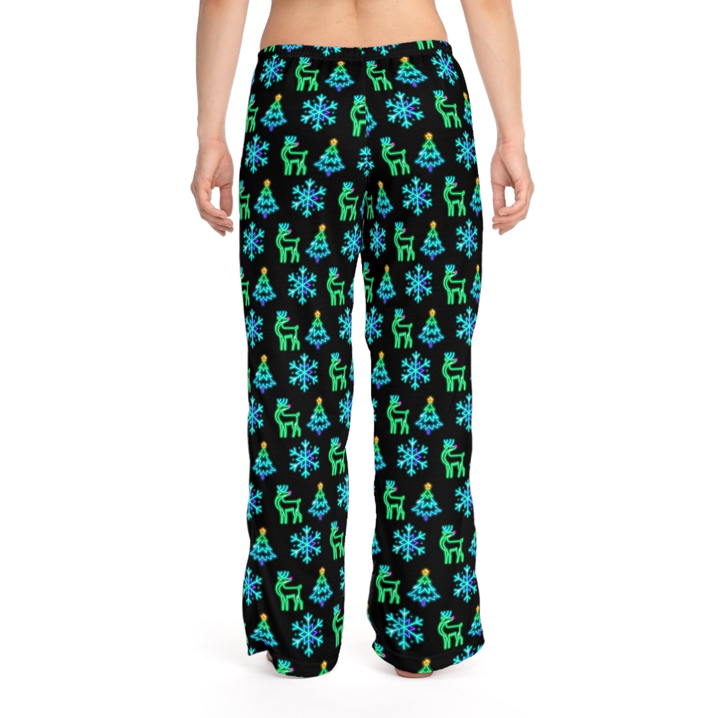 Neon Light Characters - Christmas PJs - Women's Pajama Pants (AOP)