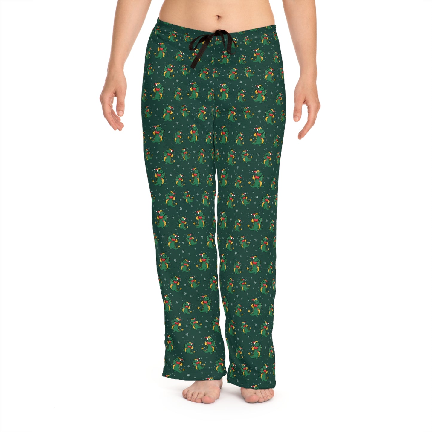 Merry Dinosaur Christmas Pajama Pants -  Women's Pajama Pants (AOP)