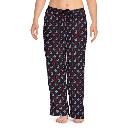 Bunny Sweater Pattern Pajama Pants -  Women's Pajama Pants (AOP)