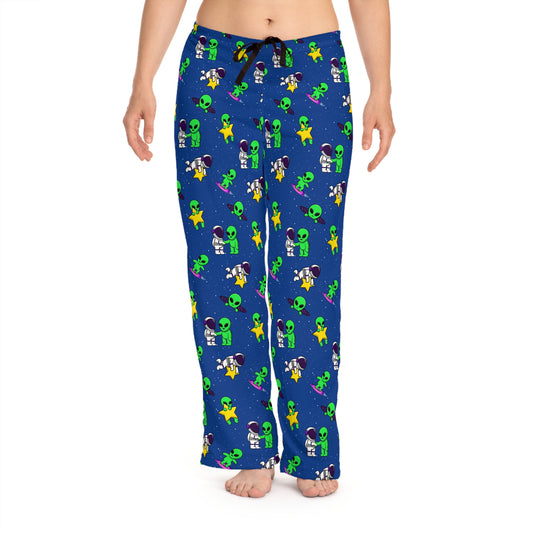 Cute Alien and Astronaut PJs - Women's Pajama Pants (AOP)