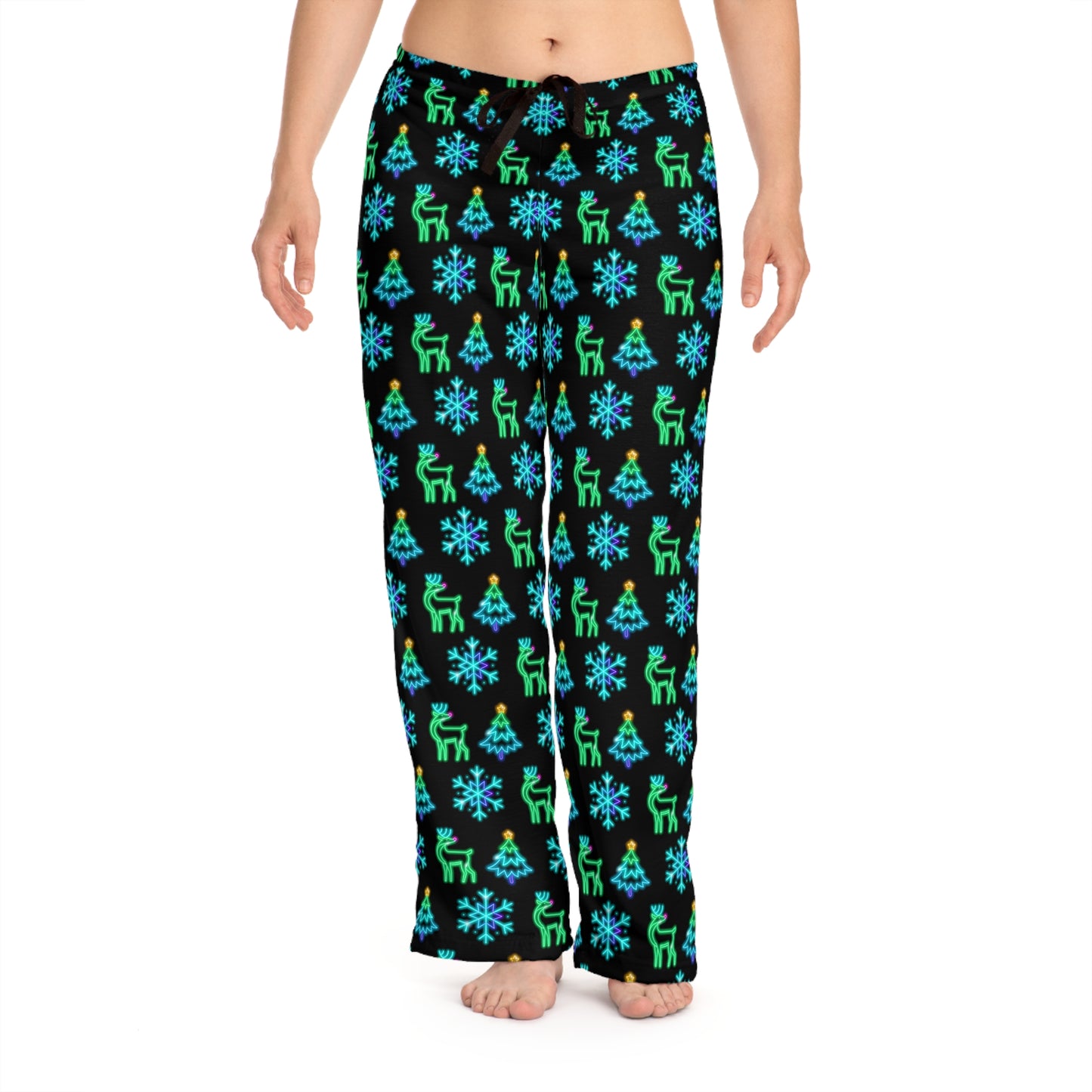 Neon Light Characters - Christmas PJs - Women's Pajama Pants (AOP)